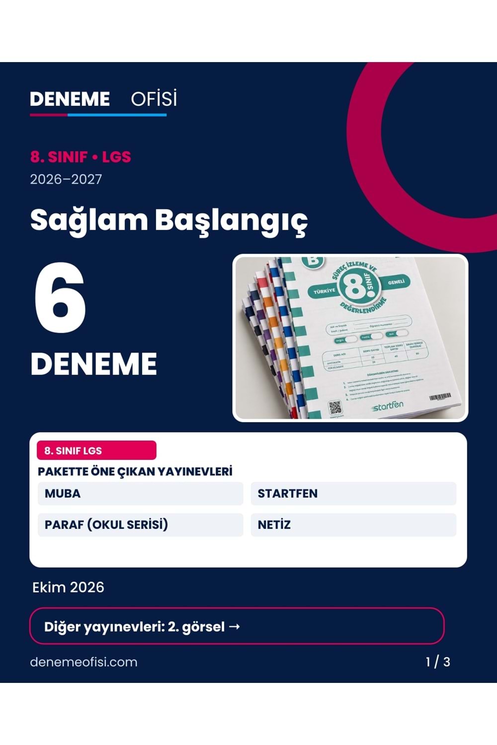 Sağlam Başlangıç 6'lı 8. Sınıf LGS Deneme Paketi – Seçenek 1 (2026–2027)