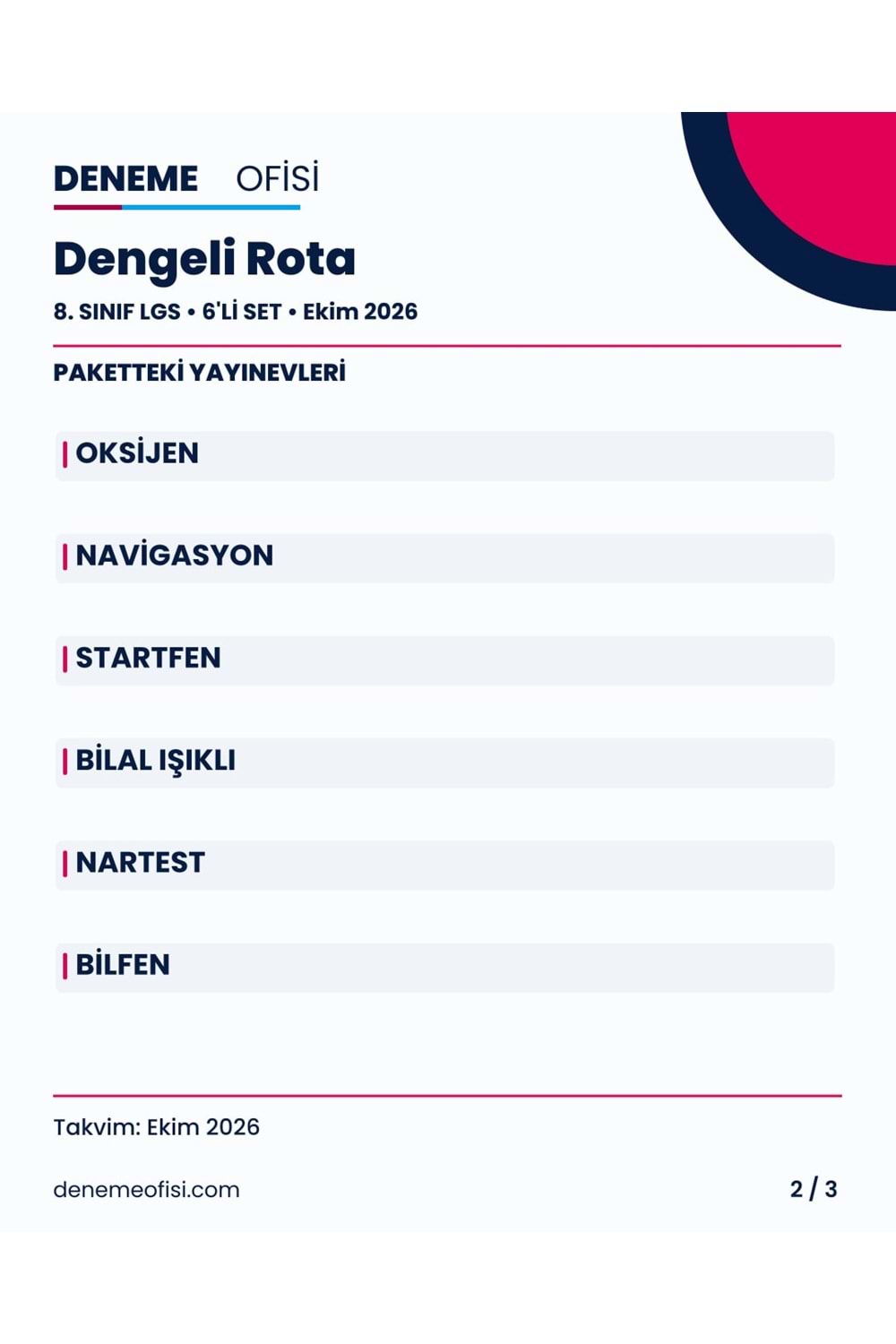 Dengeli Rota 6'lı 8. Sınıf LGS Deneme Paketi – Seçenek 2 (2026–2027)