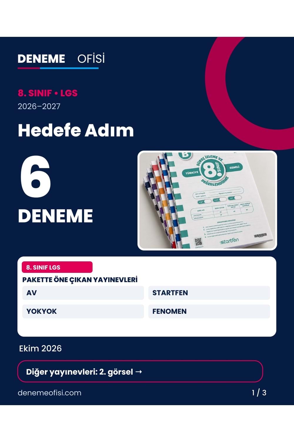 Hedefe Adım 6'lı 8. Sınıf LGS Deneme Paketi – Seçenek 4 (2026–2027)
