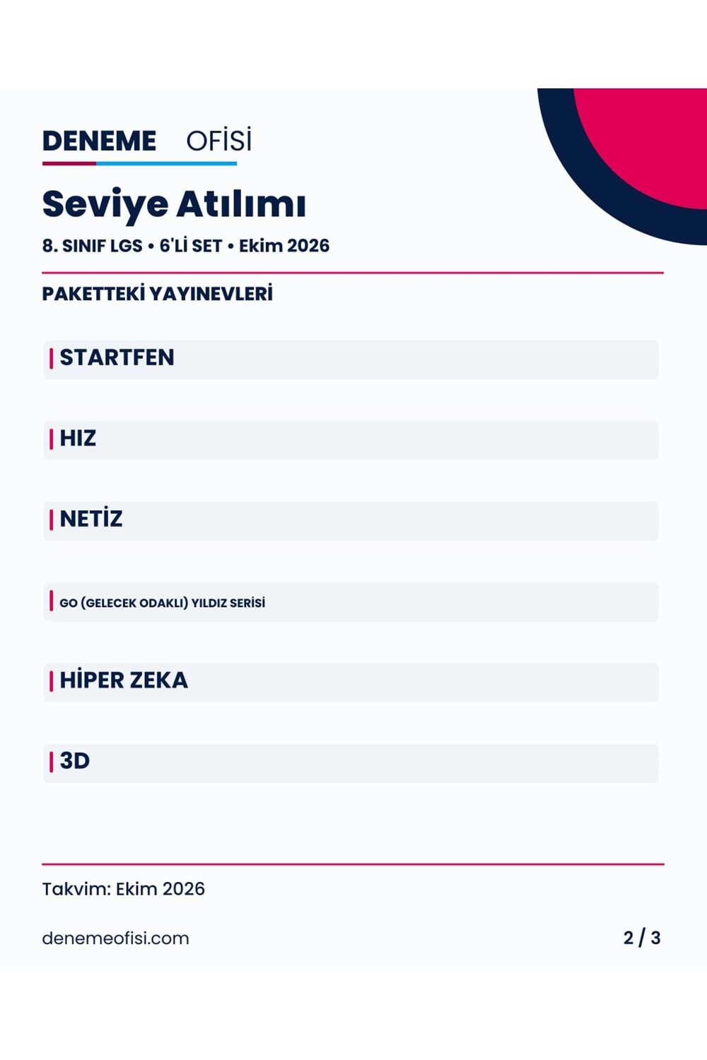 Seviye Atılımı 6'lı 8. Sınıf LGS Deneme Paketi – Seçenek 5 (2026–2027)