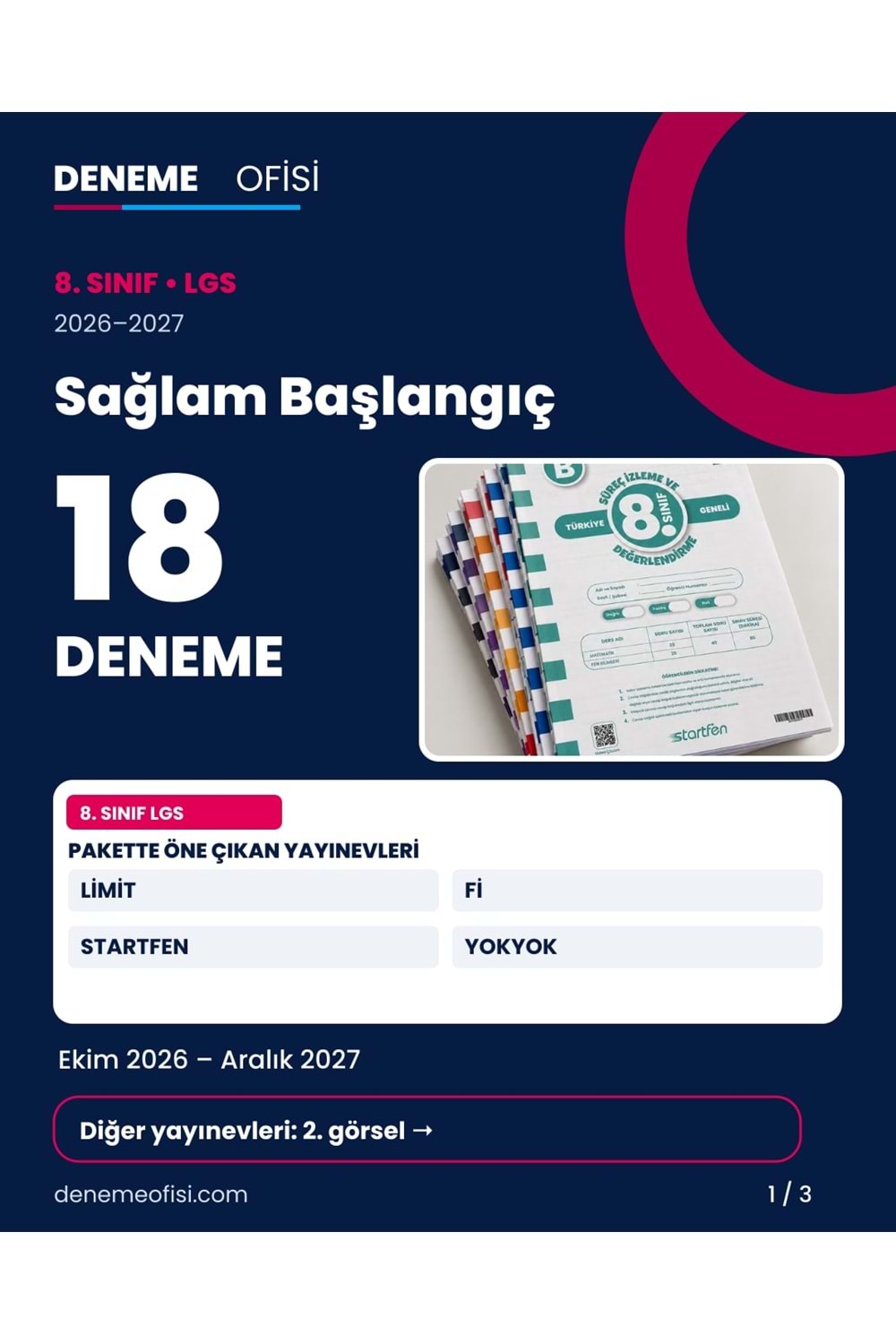 Sağlam Başlangıç 18'li 8. Sınıf LGS Deneme Paketi – Seçenek 1 (2026–2027)