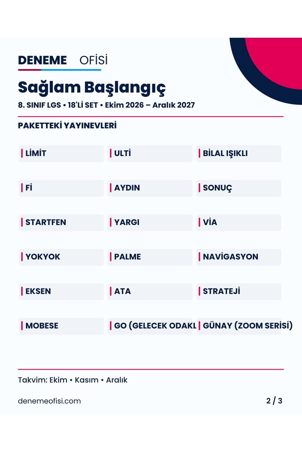Sağlam Başlangıç 18'li 8. Sınıf LGS Deneme Paketi – Seçenek 1 (2026–2027)