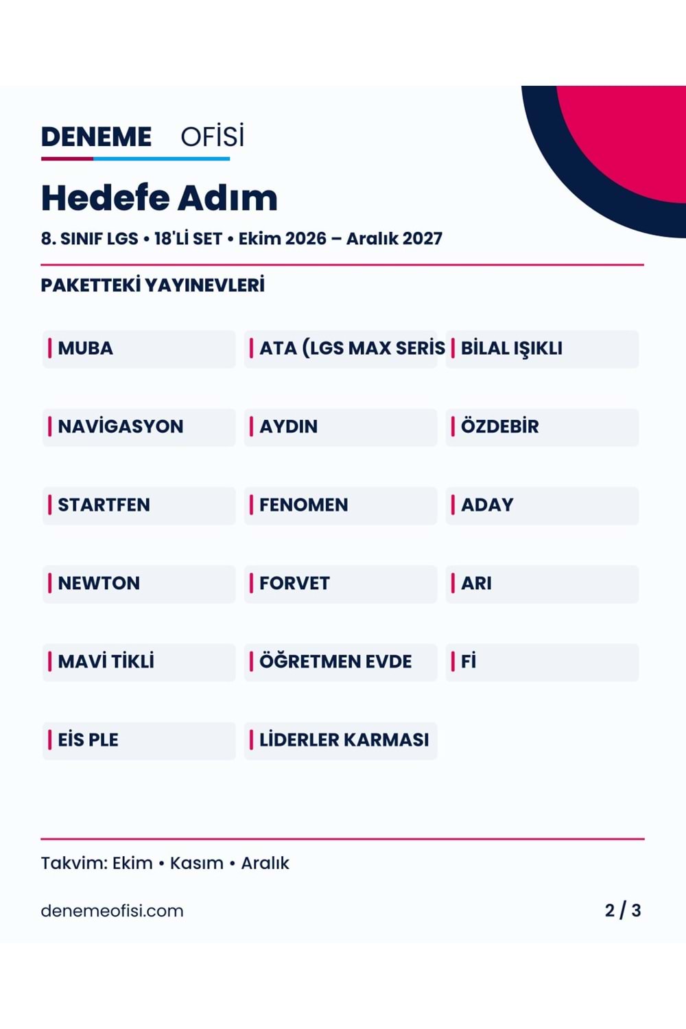Hedefe Adım 18'li 8. Sınıf LGS Deneme Paketi – Seçenek 4 (2026–2027)