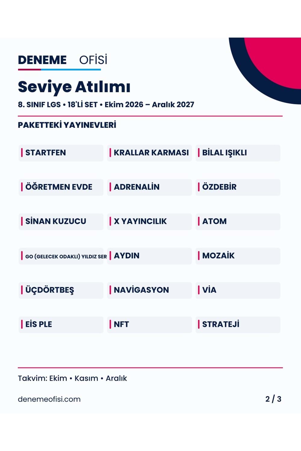 Seviye Atılımı 18'li 8. Sınıf LGS Deneme Paketi – Seçenek 5 (2026–2027)