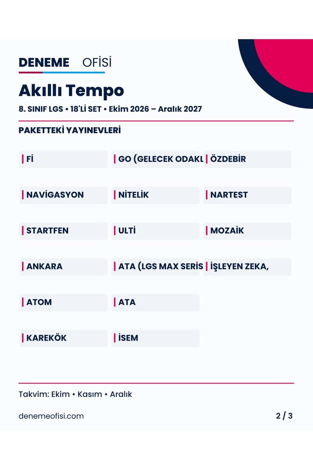 Akıllı Tempo 18'li 8. Sınıf LGS Deneme Paketi – Seçenek 6 (2026–2027)