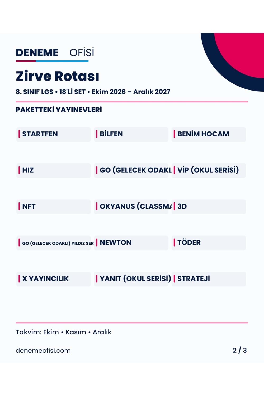 Zirve Rotası 18'li 8. Sınıf LGS Deneme Paketi – Seçenek 7 (2026–2027)