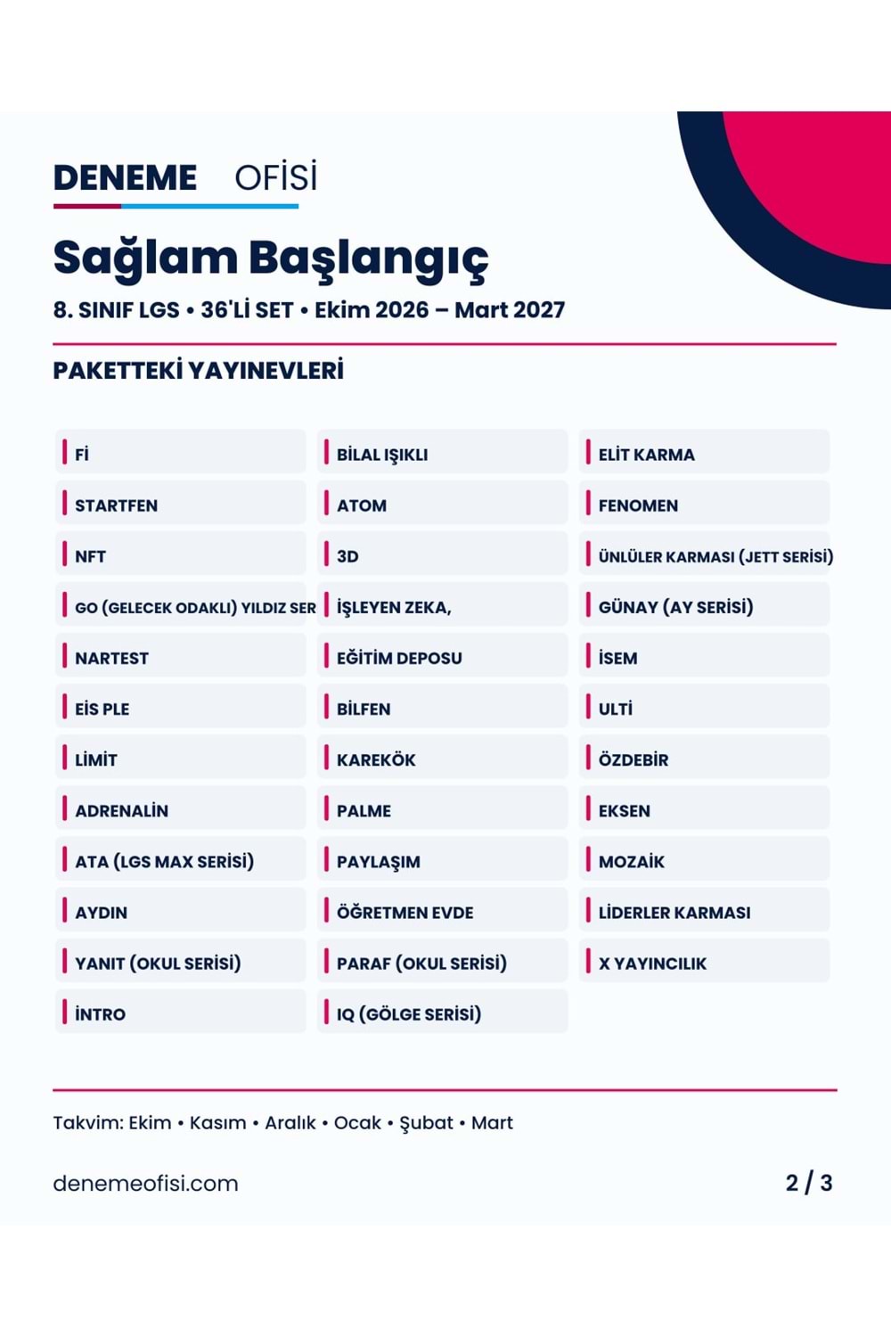 Sağlam Başlangıç 36'lı 8. Sınıf LGS Deneme Paketi – Seçenek 1 (2026–2027)