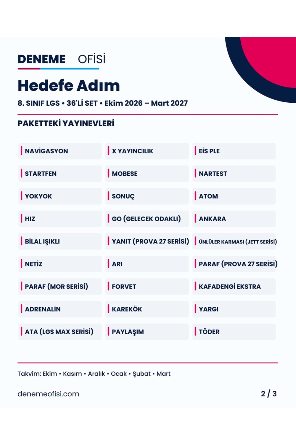 Hedefe Adım 36'lı 8. Sınıf LGS Deneme Paketi – Seçenek 4 (2026–2027)