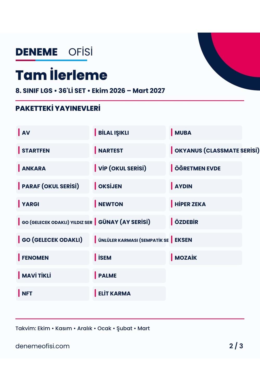 Tam İlerleme 36'lı 8. Sınıf LGS Deneme Paketi – Seçenek 8 (2026–2027)