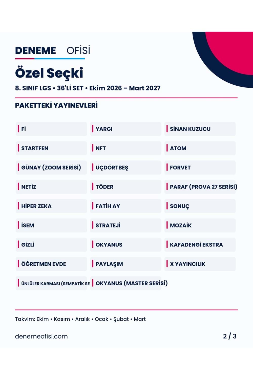 Özel Seçki 36'lı 8. Sınıf LGS Deneme Paketi – Seçenek 9 (2026–2027)