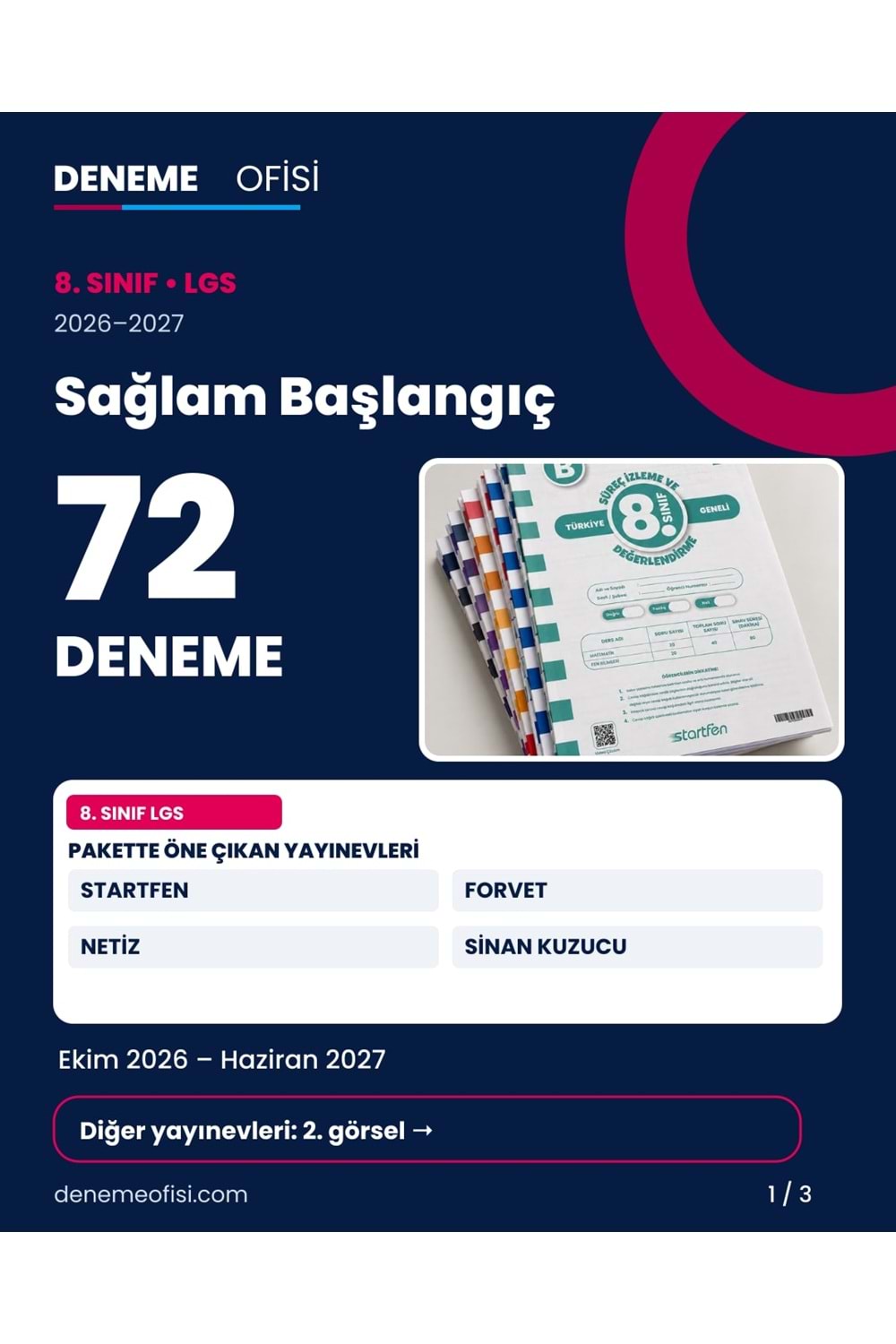 Sağlam Başlangıç 72'li 8. Sınıf LGS Deneme Paketi – Seçenek 1 (2026–2027)