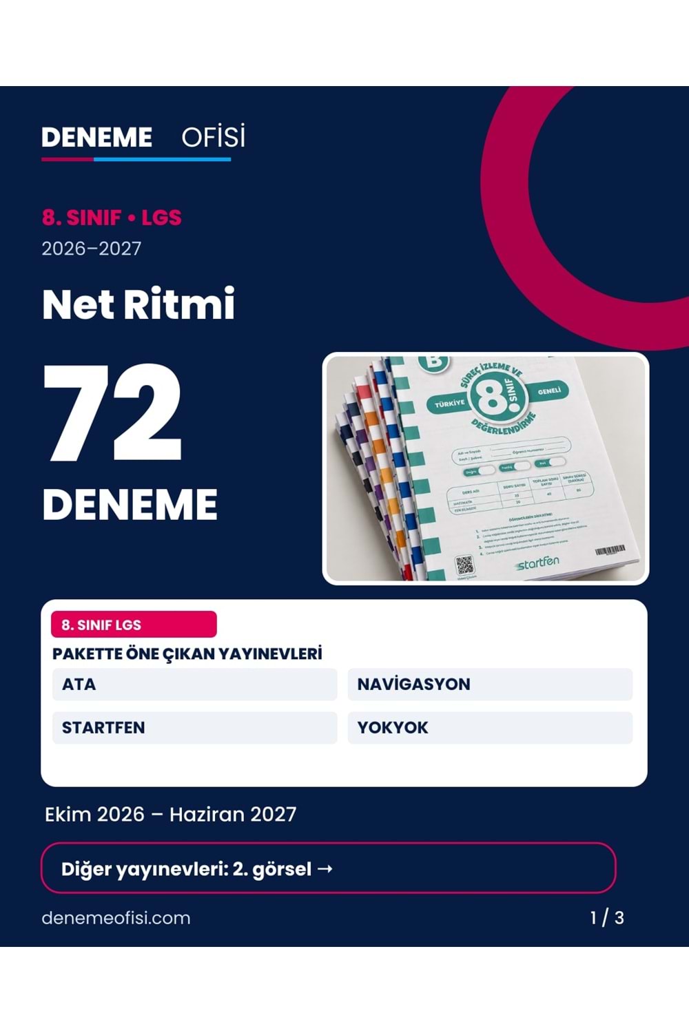 Net Ritmi 72'li 8. Sınıf LGS Deneme Paketi – Seçenek 3 (2026–2027)