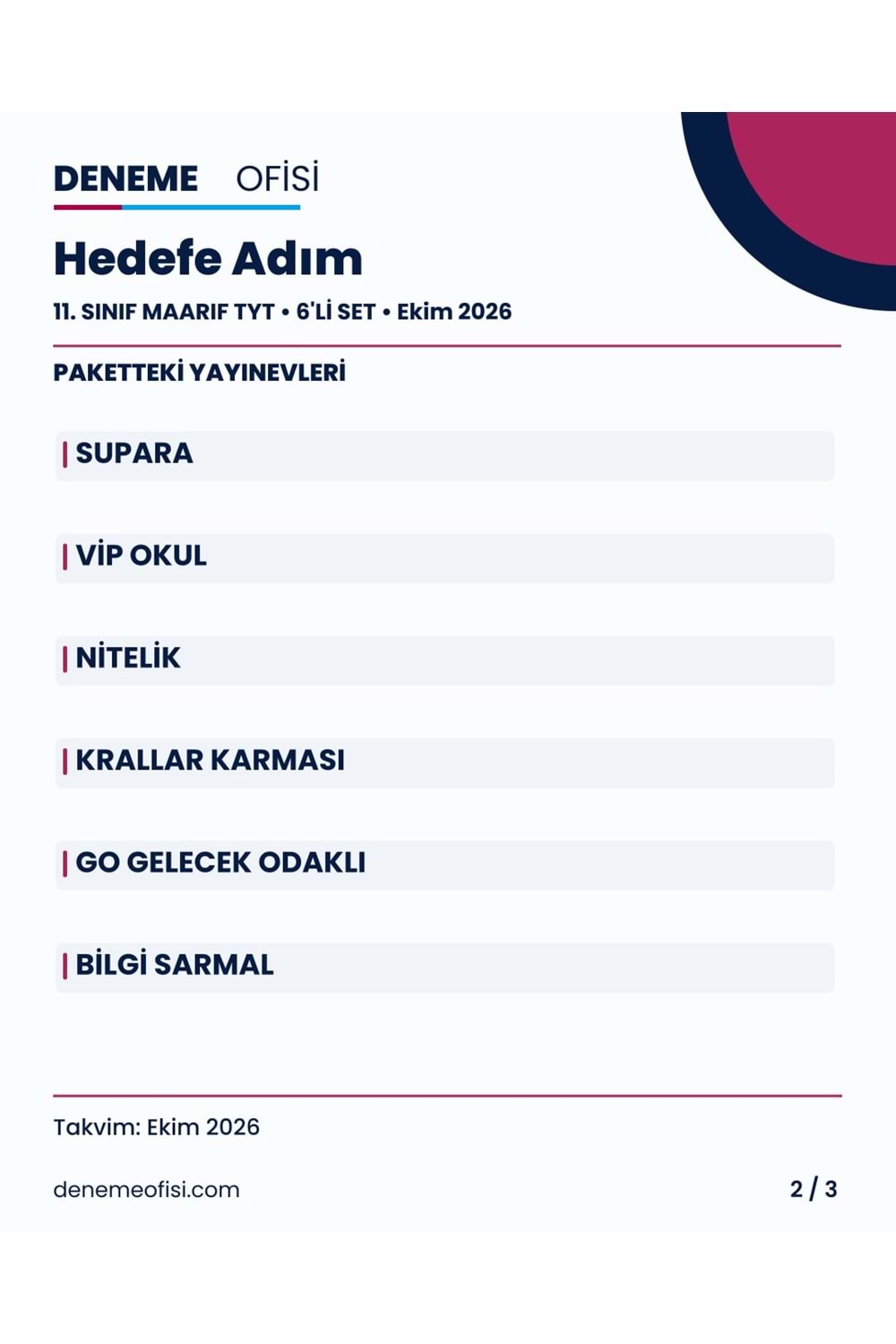 Hedefe Adım 6'lı 11. Sınıf Maarif TYT Deneme Paketi – Seçenek 4 (2026–2027)