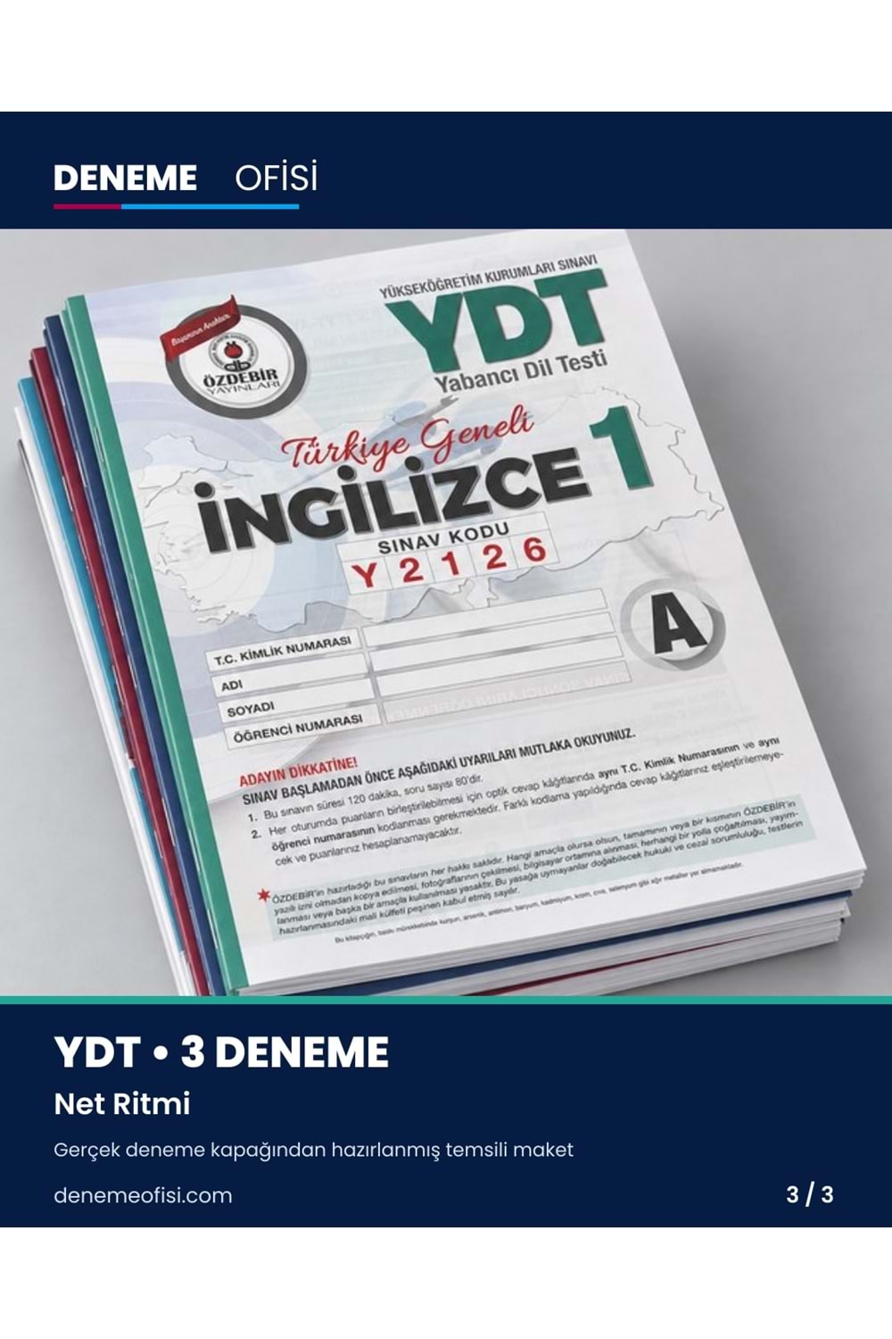 Net Ritmi 3'lü YDT Deneme Paketi – Seçenek 3 (2026–2027)