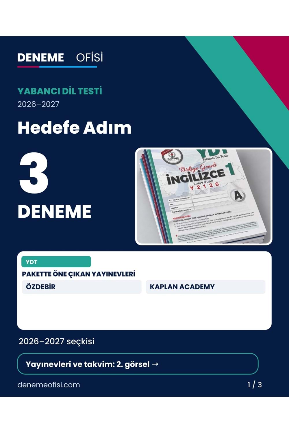 Hedefe Adım 3'lü YDT Deneme Paketi – Seçenek 4 (2026–2027)