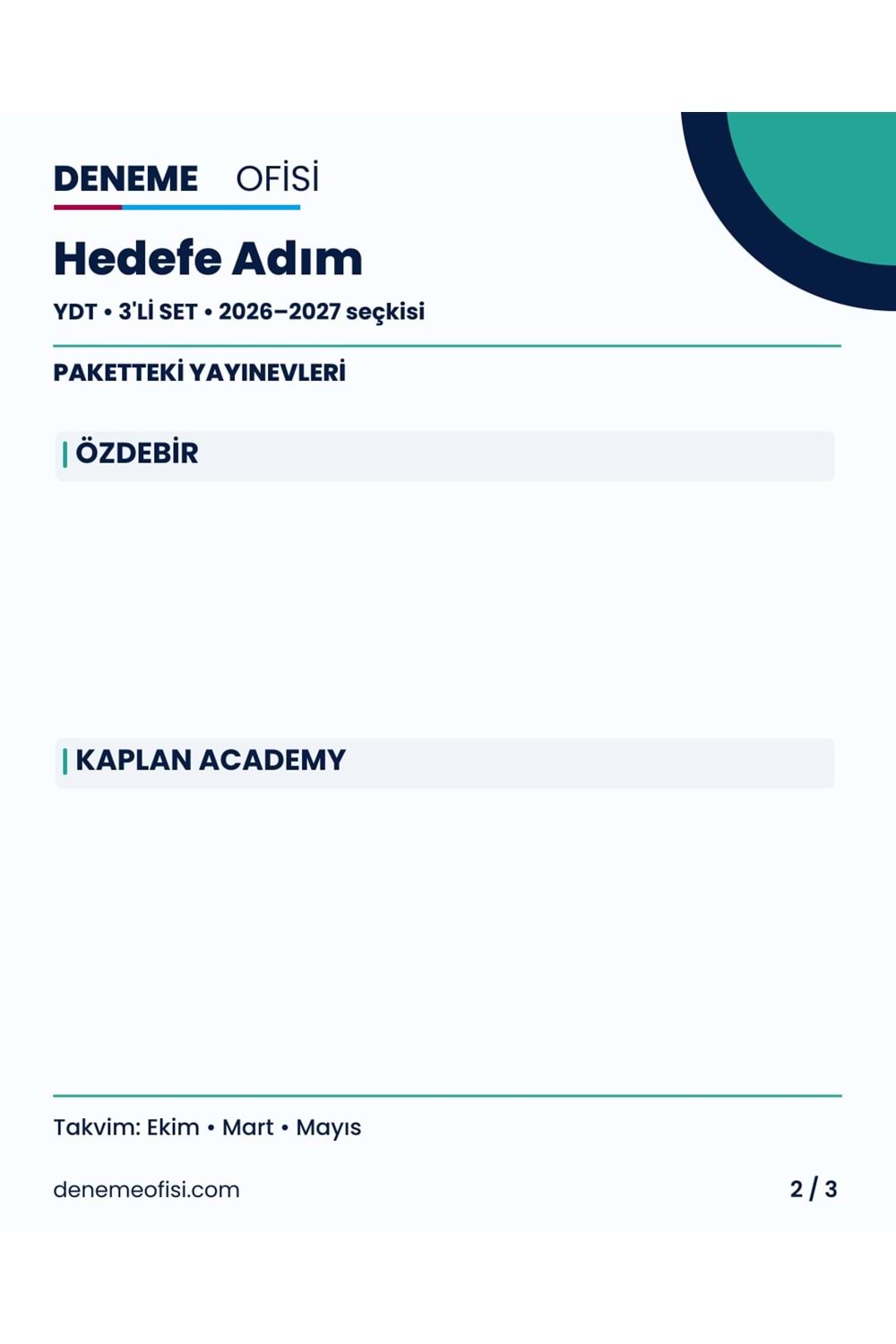 Hedefe Adım 3'lü YDT Deneme Paketi – Seçenek 4 (2026–2027)