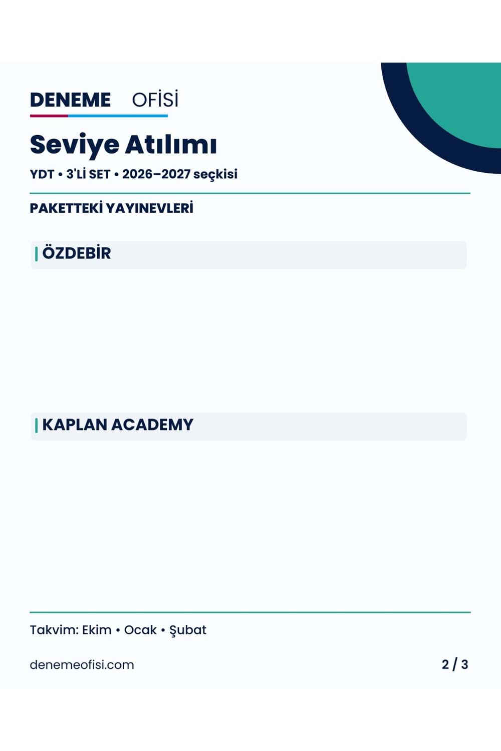 Seviye Atılımı 3'lü YDT Deneme Paketi – Seçenek 5 (2026–2027)