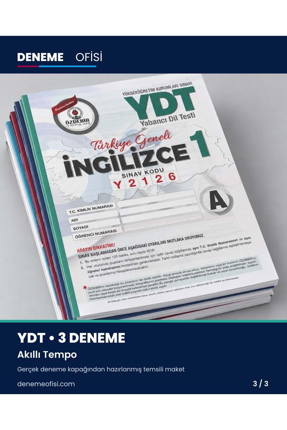 Akıllı Tempo 3'lü YDT Deneme Paketi – Seçenek 6 (2026–2027)
