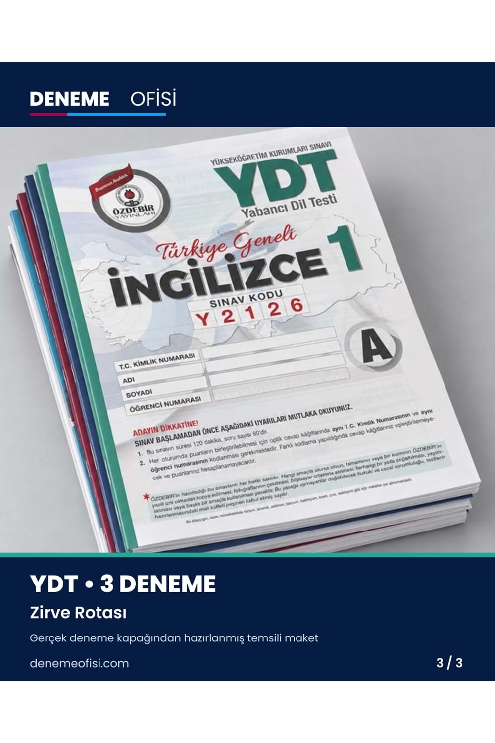 Zirve Rotası 3'lü YDT Deneme Paketi – Seçenek 7 (2026–2027)
