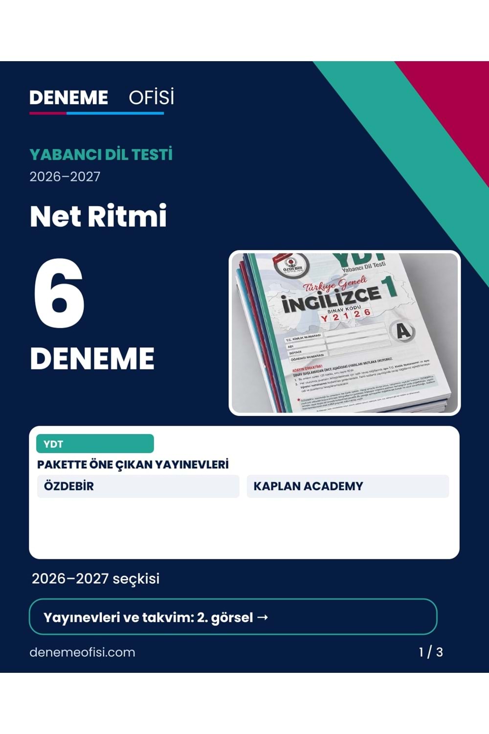 Net Ritmi 6'lı YDT Deneme Paketi – Seçenek 3 (2026–2027)