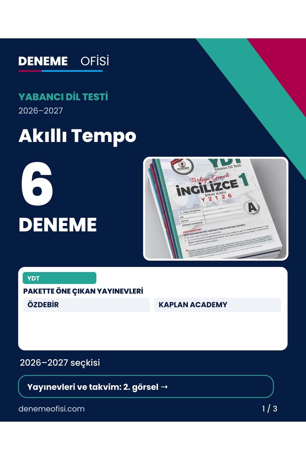 Akıllı Tempo 6'lı YDT Deneme Paketi – Seçenek 6 (2026–2027)