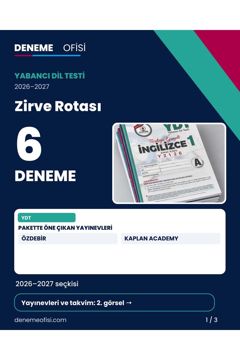 Zirve Rotası 6'lı YDT Deneme Paketi – Seçenek 7 (2026–2027)