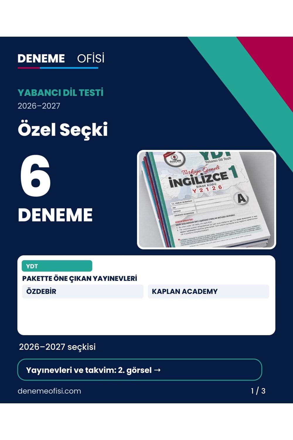 Özel Seçki 6'lı YDT Deneme Paketi – Seçenek 9 (2026–2027)