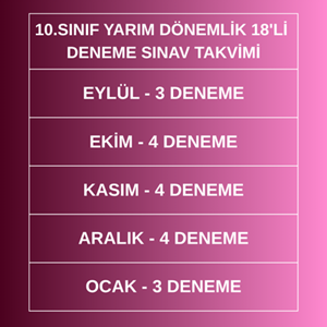 10.SINIF YARIM DÖNEMLİK 18'Lİ DENEME PAKETİ (2026-2027)