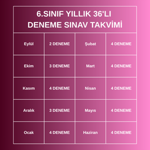 6.SINIF YILLIK 36'LI DENEME PAKETİ (2026-2027)