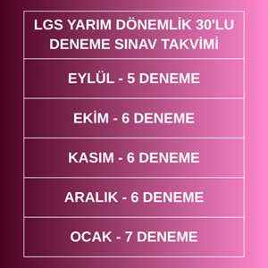 LGS YARIM DÖNEMLİK - 30' LU DENEME PAKETİ (2026-2027)