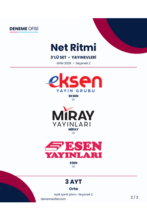 Net Ritmi 3'lü AYT Deneme Paketi – Orta – Seçenek 2 (2026–2027)