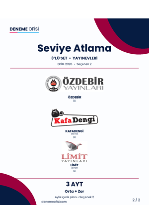 Seviye Atlama 3'lü AYT Deneme Paketi – Orta + Zor – Seçenek 2 (2026–2027)