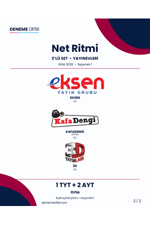 Net Ritmi 3'lü TYT + AYT Deneme Paketi – Orta – Seçenek 1 (2026–2027)