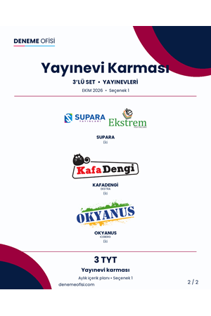Yayınevi Karması 3'lü TYT Deneme Paketi – Yayınevi karması – Seçenek 1 (2026–2027)
