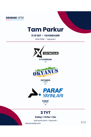 Tam Parkur 3'lü TYT Deneme Paketi – Kolay + Orta + Zor – Seçenek 1 (2026–2027)