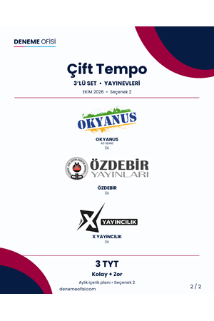 Çift Tempo 3'lü TYT Deneme Paketi – Kolay + Zor – Seçenek 2 (2026–2027)