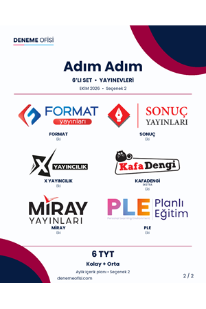 Adım Adım 6'lı TYT Deneme Paketi – Kolay + Orta – Seçenek 2 (2026–2027)