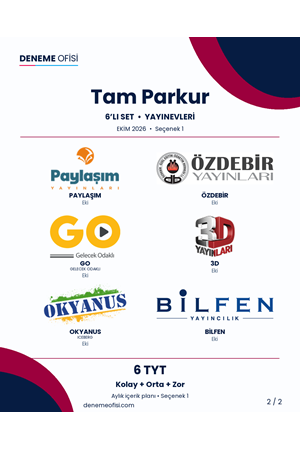 Tam Parkur 6'lı TYT Deneme Paketi – Kolay + Orta + Zor – Seçenek 1 (2026–2027)