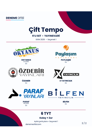 Çift Tempo 6'lı TYT Deneme Paketi – Kolay + Zor – Seçenek 1 (2026–2027)