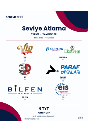 Seviye Atlama 6'lı TYT Deneme Paketi – Orta + Zor – Seçenek 1 (2026–2027)