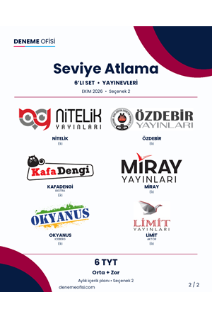 Seviye Atlama 6'lı TYT Deneme Paketi – Orta + Zor – Seçenek 2 (2026–2027)