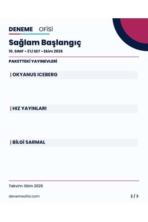 Sağlam Başlangıç 3'lü 10. Sınıf Deneme Paketi – Seçenek 1 (2026–2027)