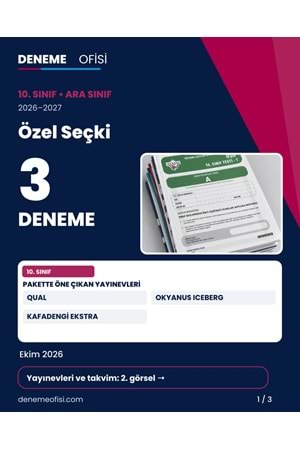 Özel Seçki 3'lü 10. Sınıf Deneme Paketi – Seçenek 9 (2026–2027)