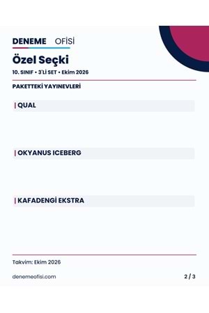 Özel Seçki 3'lü 10. Sınıf Deneme Paketi – Seçenek 9 (2026–2027)