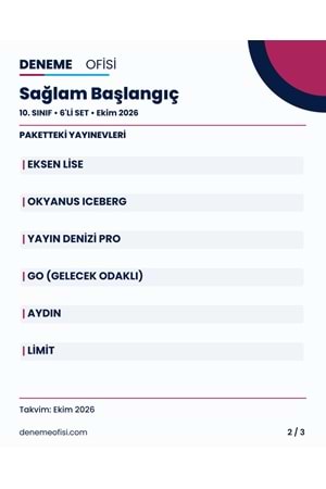 Sağlam Başlangıç 6'lı 10. Sınıf Deneme Paketi – Seçenek 1 (2026–2027)