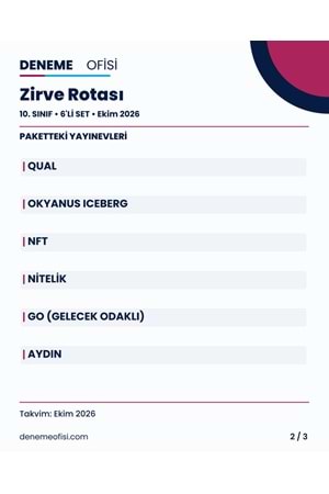 Zirve Rotası 6'lı 10. Sınıf Deneme Paketi – Seçenek 7 (2026–2027)