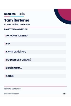 Tam İlerleme 6'lı 10. Sınıf Deneme Paketi – Seçenek 8 (2026–2027)