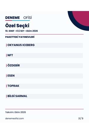 Özel Seçki 6'lı 10. Sınıf Deneme Paketi – Seçenek 9 (2026–2027)