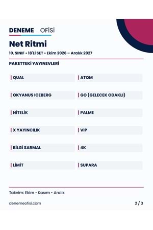 Net Ritmi 18'li 10. Sınıf Deneme Paketi – Seçenek 3 (2026–2027)