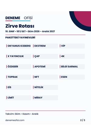 Zirve Rotası 18'li 10. Sınıf Deneme Paketi – Seçenek 7 (2026–2027)